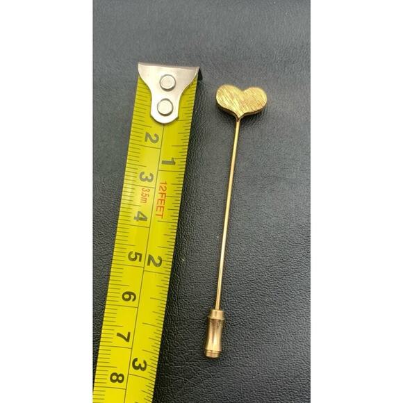 Vintage Brushed Matte Gold Tone Heart Stick Pin - Picture 4 of 4